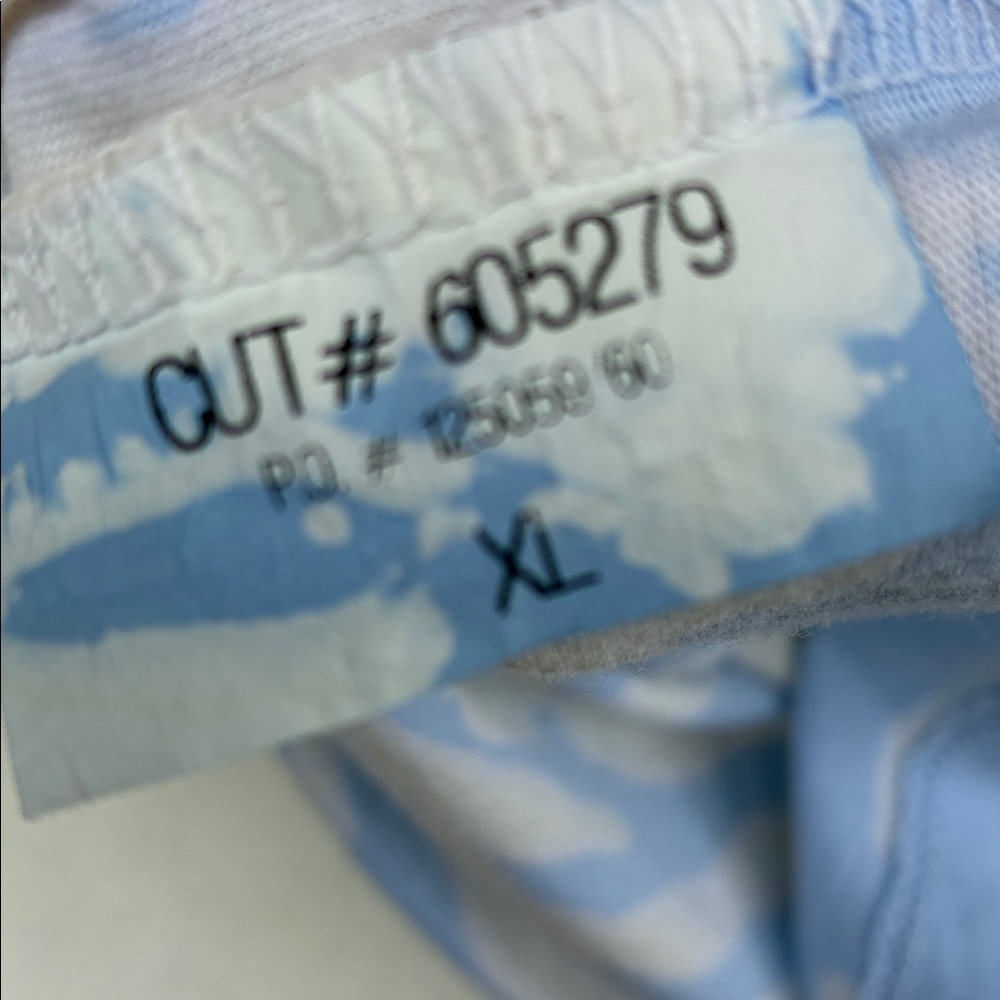 Modcloth “beat the heat” Tie Dye T shirt white with light blue & yellow graphic - Picture 5 of 5